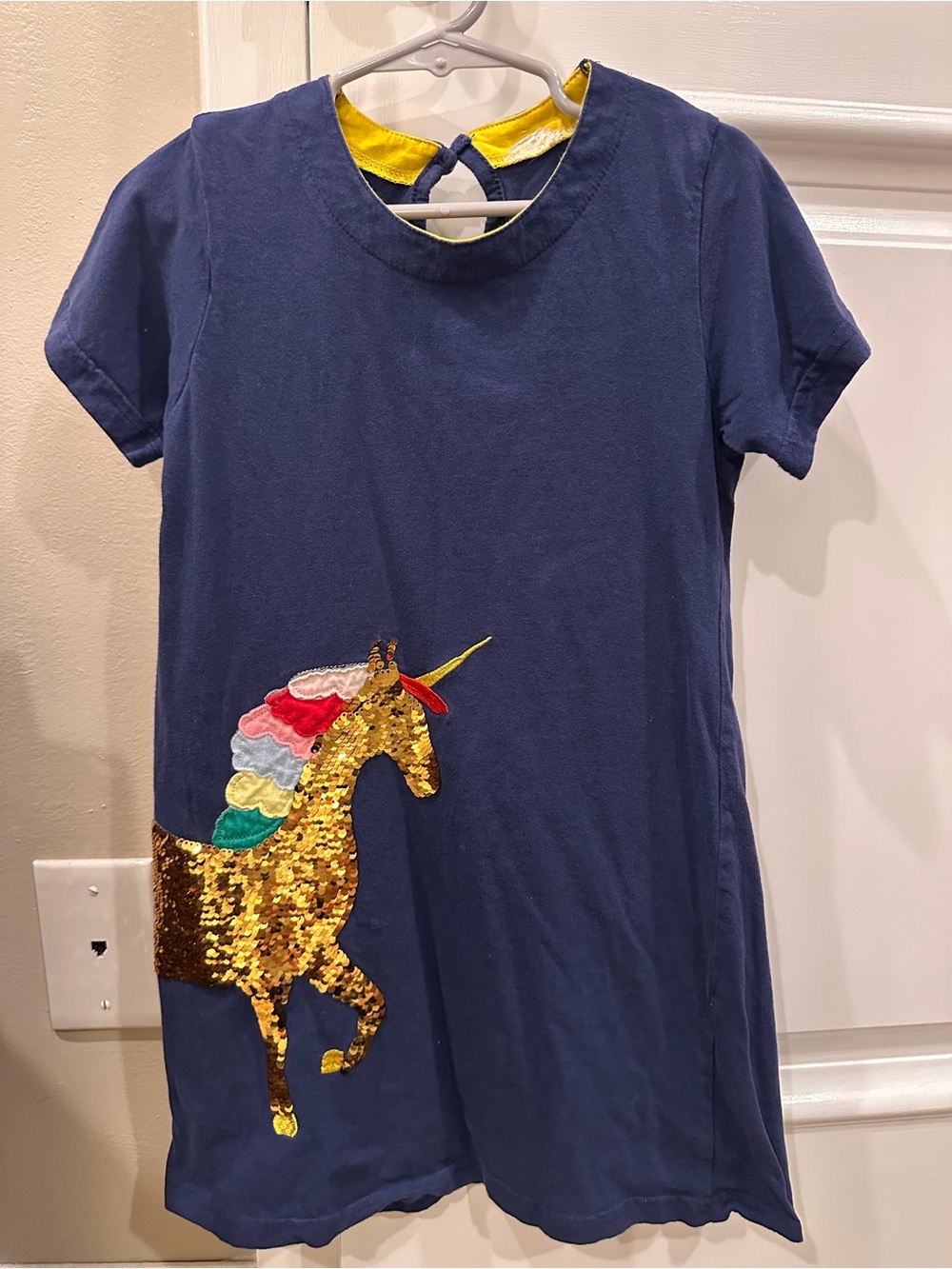 Kids Navy Blue Unicorn Sequin Dress